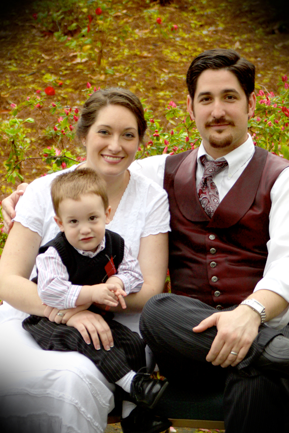 Family Shot in Front of the Azalea Buds — Yes, Melissa Made My Vest :)
